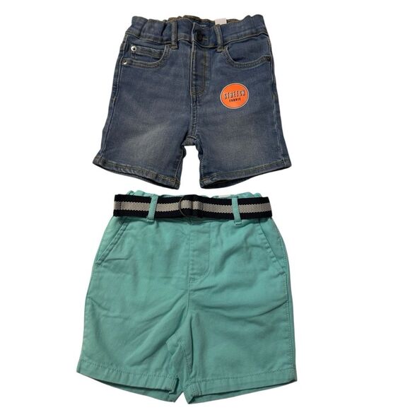 Bundle THE CHILDREN'S PLACE Toddler Boy 3T Stylish Kids Denim and Teal Shorts - Picture 1 of 7